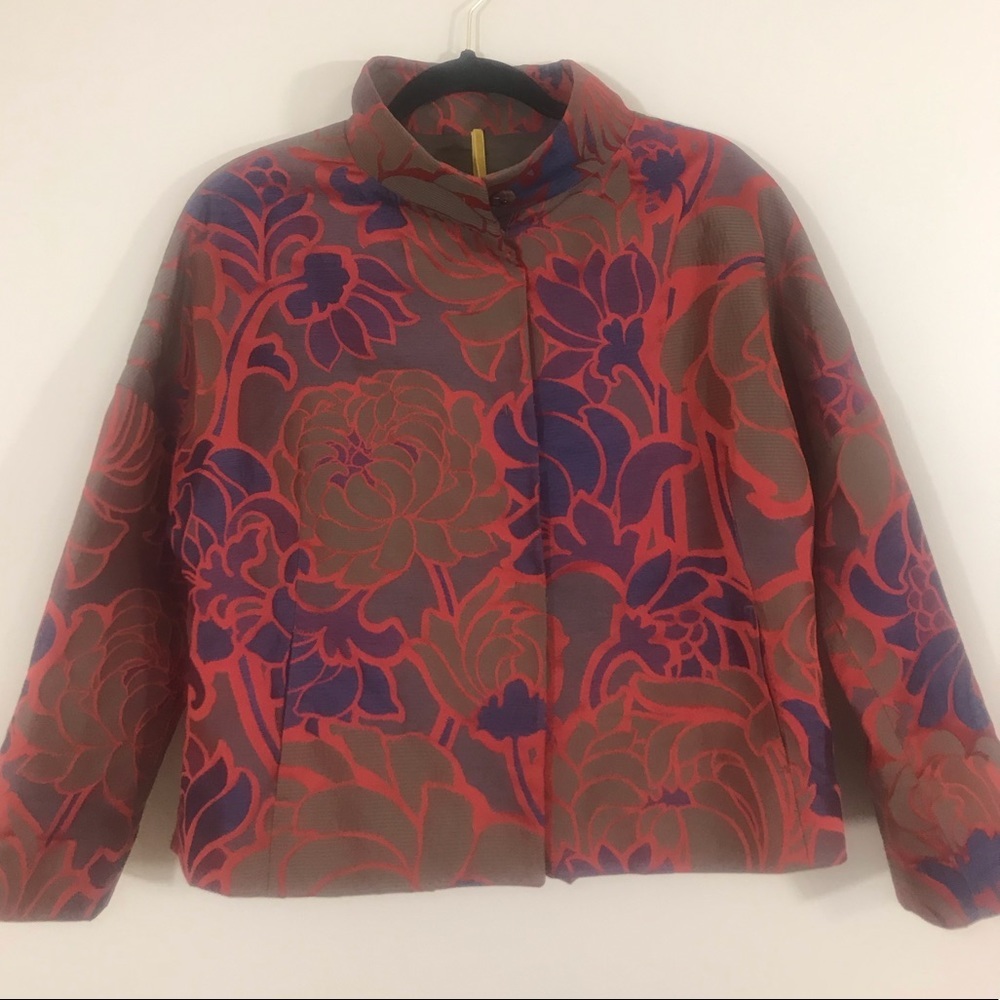 Piazza Sempione Red, Purple Floral Cropped Jacket